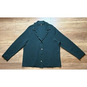 BEAUTIFUL Talbots Career Casual Long Sleeve Green Wool Cardigan Sweater Sz 3XP